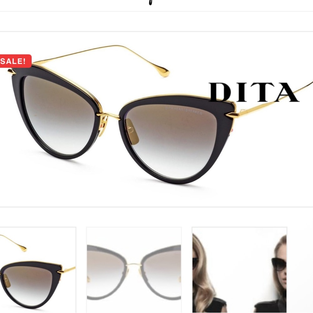 DITA- Heartbreaker Black and 24 k Gold Sunglasses